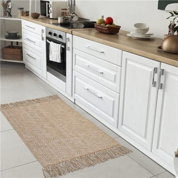 Small Bathroom Rug, 2' x 3' Hand-Woven Low Profile Front Entryway Rug - Picture 2 of 6